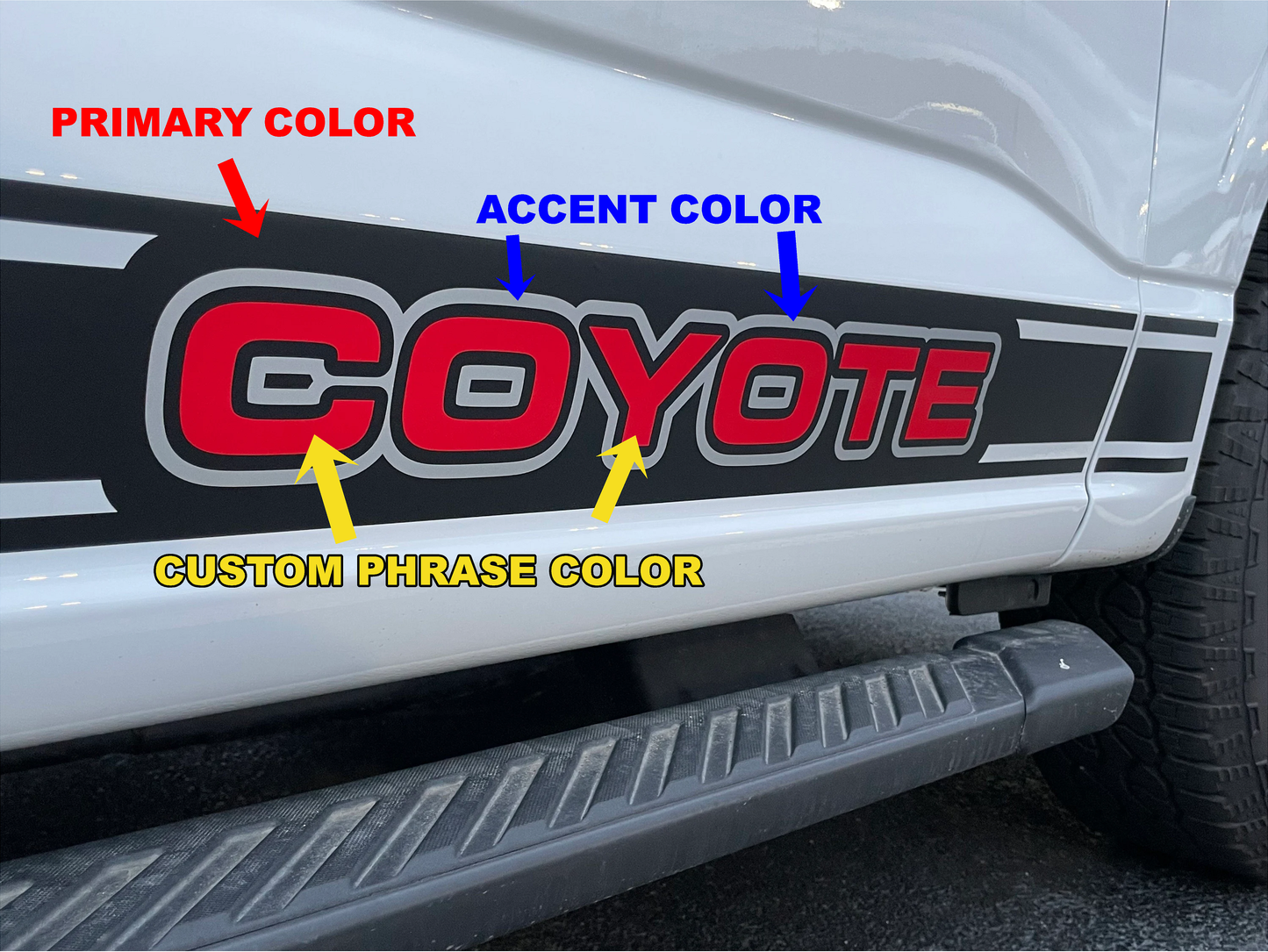Rocker Stripe Decals by LUDesignsNY Custom Created & Sized to fit on a 21-25 Ford F-150 Super Crew or Super Cab Installation Video Included!
