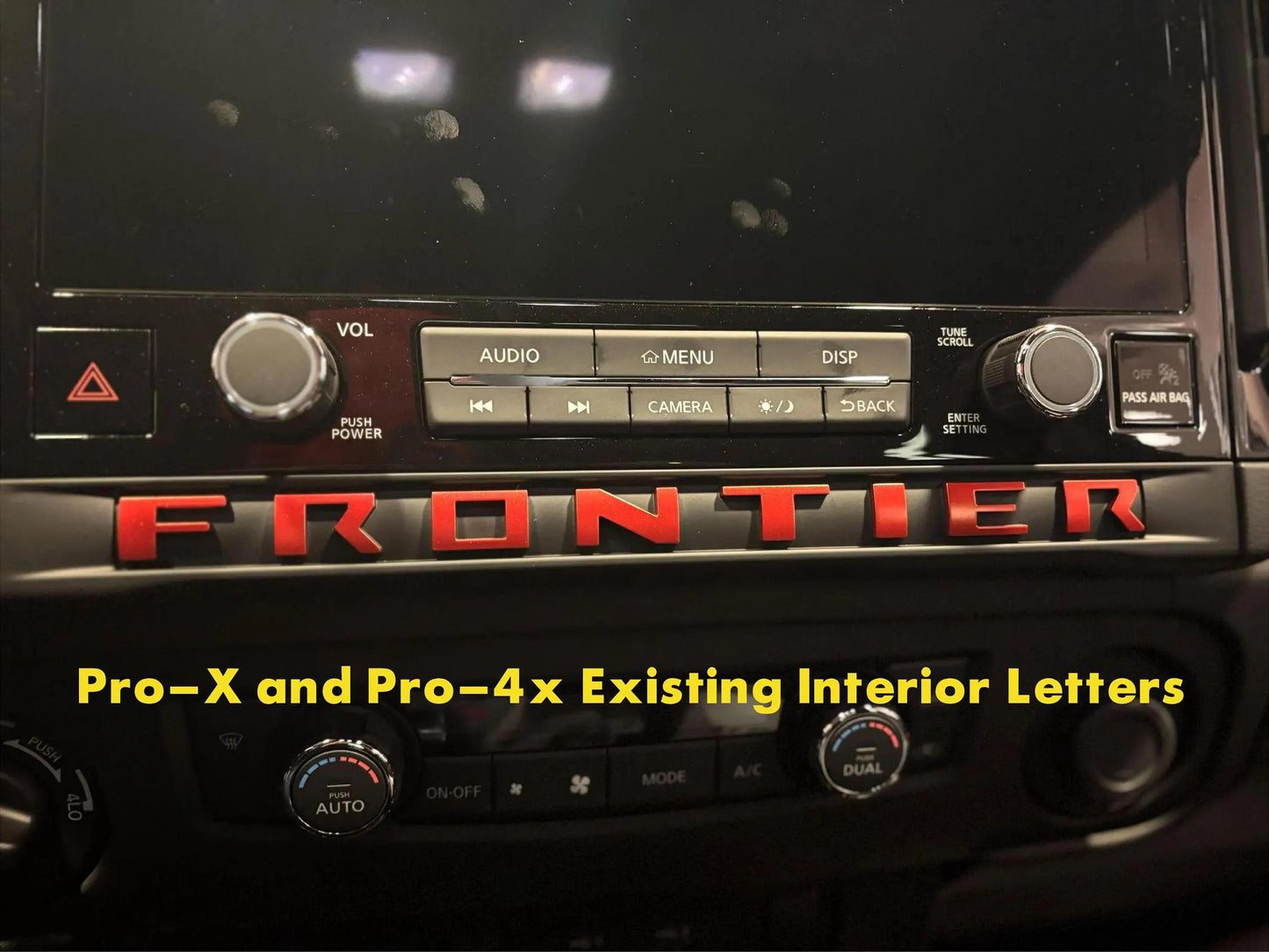 Decals compatible with the Interior 2025-26 Nissan Frontier Pro-4X and Pro-X Models. Installation Video Included. Extra Set Incl!